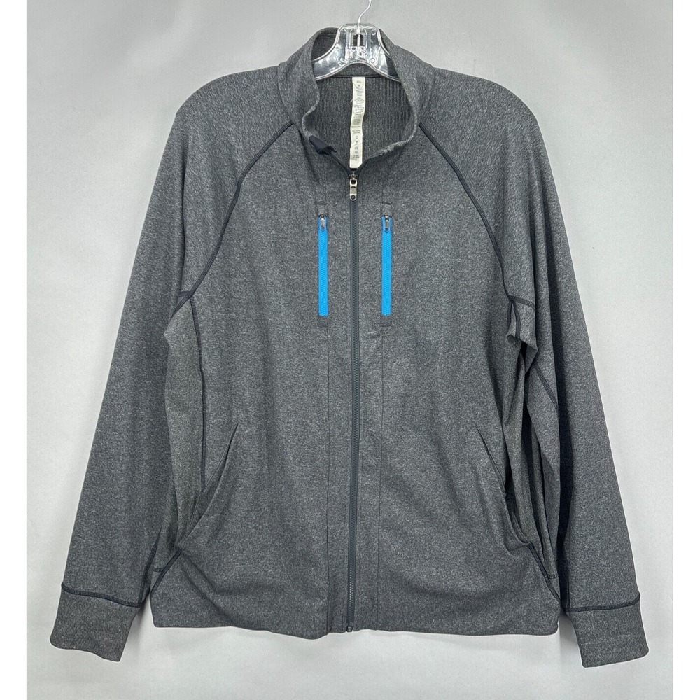 Lululemon Jacket Mens 2XL Full Zip Pockets Gray Shift Running Workout Mock XXL